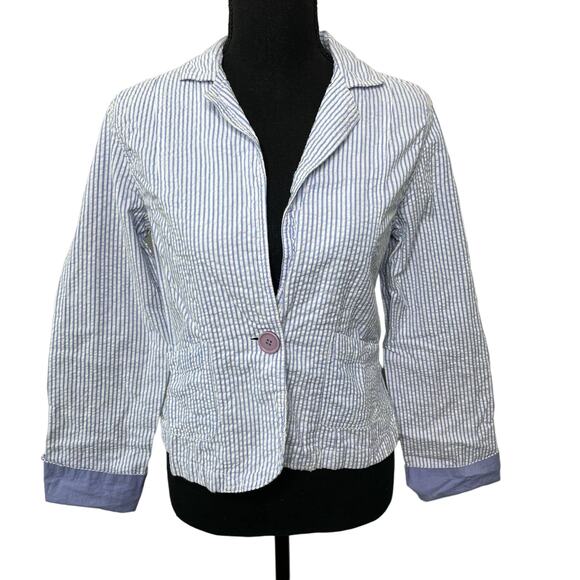 Periscope Blazer Jacket Pinstripes Preppy Light Academia Career Coastal Preppy M - Picture 1 of 8